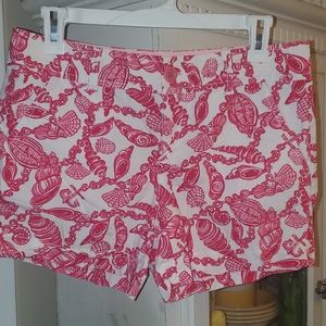 Lilly Pulitzer Shorts Womens Jubilee Shorts Ladies Casual Pink White Seashell